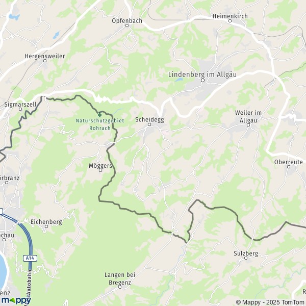 La carte pour la ville de 88161-88175 Scheidegg