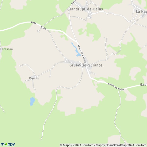 La carte pour la ville de Gruey-lès-Surance 88240