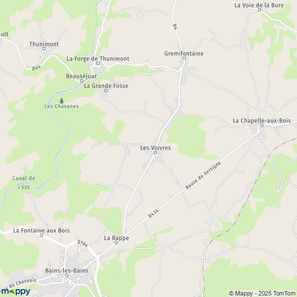 La carte pour la ville de Les Voivres 88240