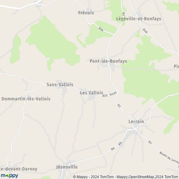 La carte pour la ville de Les Vallois 88260