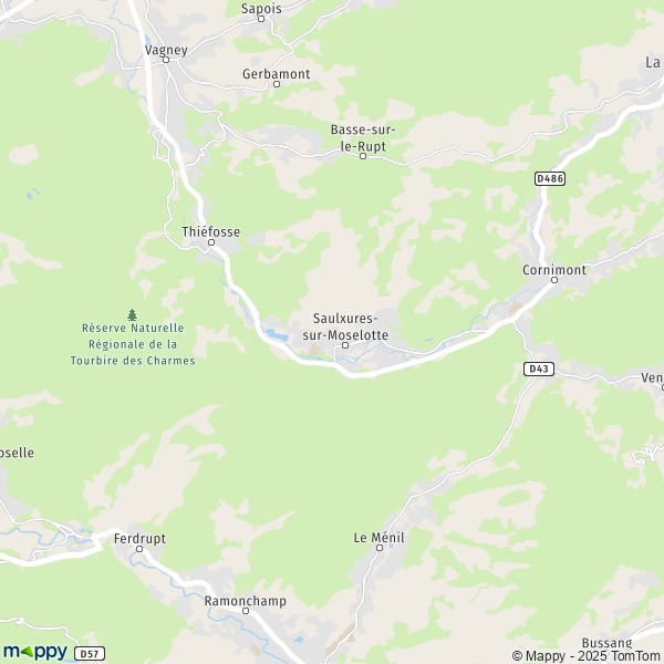 Plan Saulxures-sur-Moselotte carte Saulxures-sur-Moselotte  88290