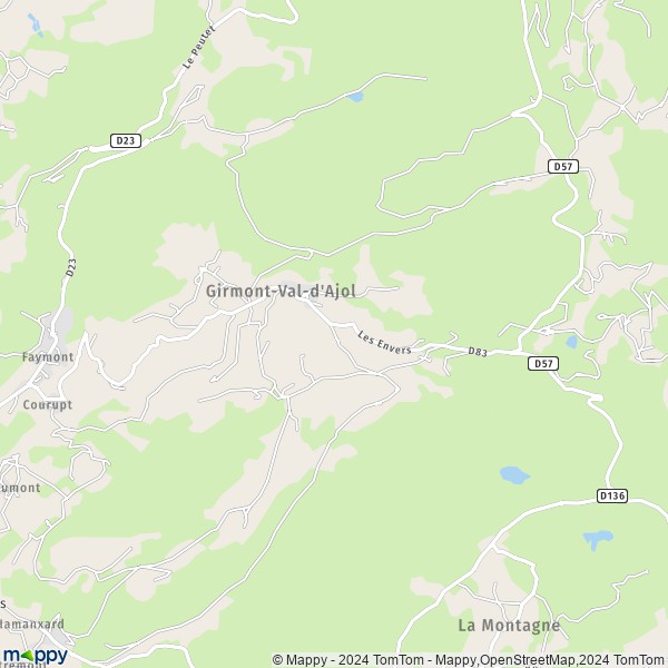 La carte pour la ville de Girmont-Val-d'Ajol 88340