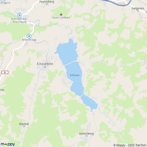 La carte pour la ville de Einsiedeln 8836-8847