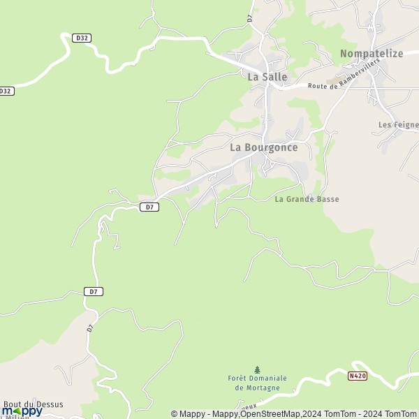 La carte pour la ville de La Bourgonce 88470