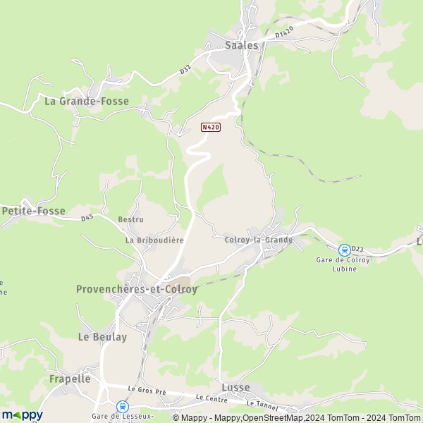 La carte pour la ville de Provenchères-et-Colroy 88490