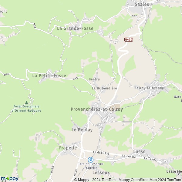La carte pour la ville de Provenchères-sur-Fave, 88490 Provenchères-et-Colroy