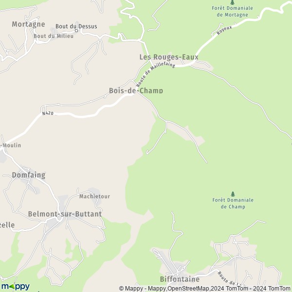 La carte pour la ville de Bois-de-Champ 88600