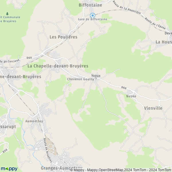 La carte pour la ville de La Chapelle-devant-Bruyères 88600