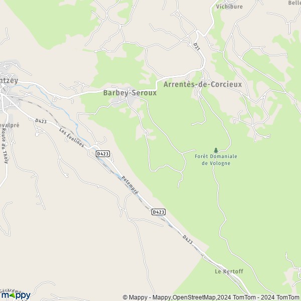 La carte pour la ville de Barbey-Seroux 88640