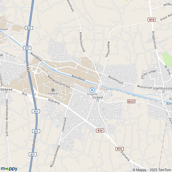La carte pour la ville de 8870-8880 Izegem