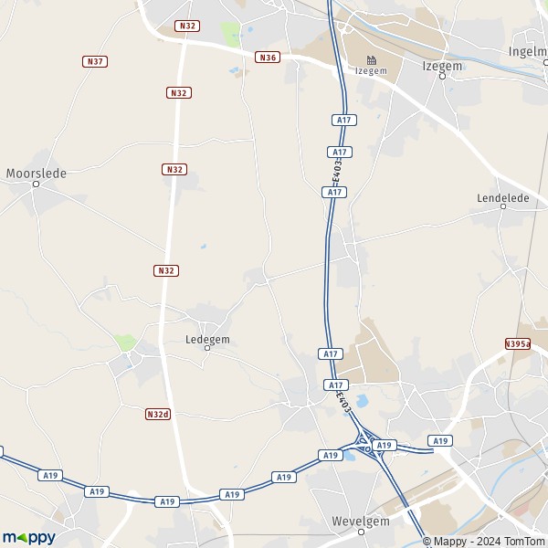 La carte pour la ville de 8880-8890 Ledegem