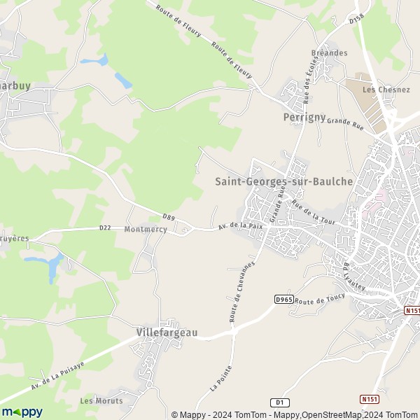 La carte pour la ville de Saint-Georges-sur-Baulche 89000