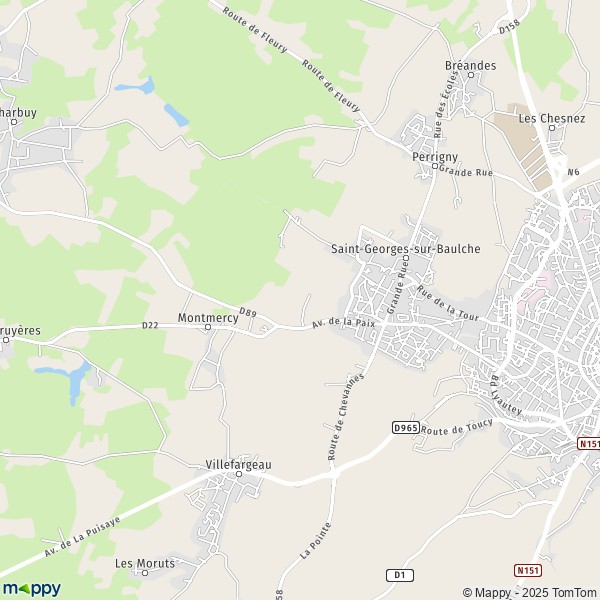 La carte pour la ville de Saint-Georges-sur-Baulche 89000