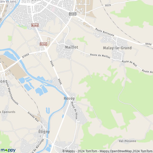 La carte pour la ville de Maillot 89100