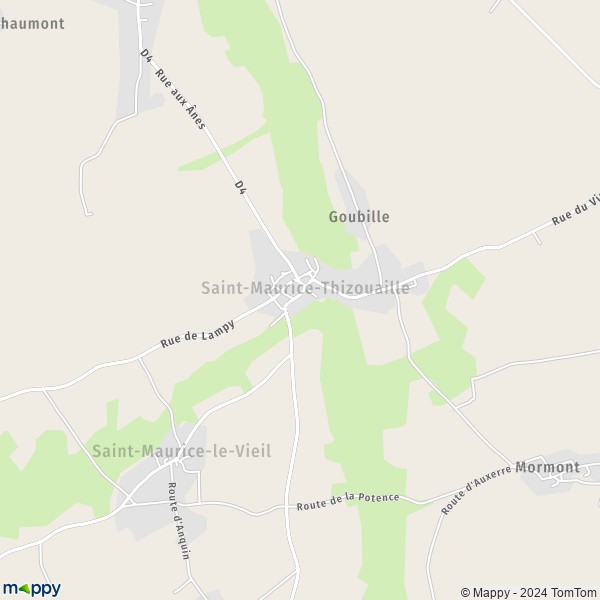 La carte pour la ville de Saint-Maurice-Thizouaille 89110