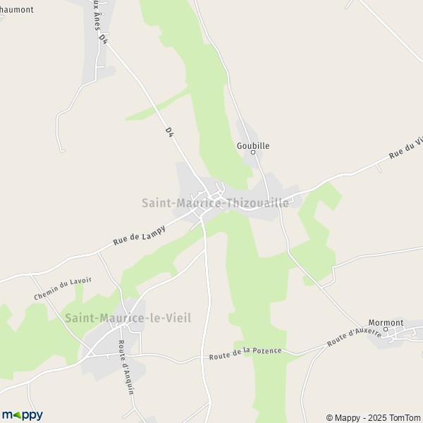 La carte pour la ville de Saint-Maurice-Thizouaille 89110