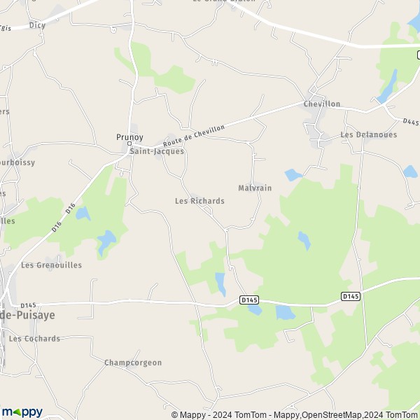 La carte pour la ville de Prunoy, 89120 Charny-Orée-de-Puisaye