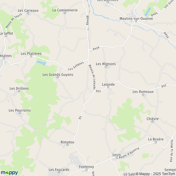 La carte pour la ville de Lalande 89130