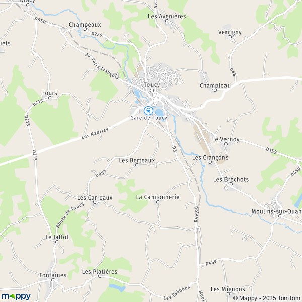 Carte Les Pourrains, 89130 Toucy