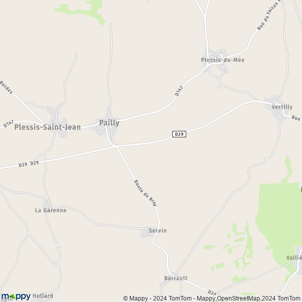 La carte pour la ville de Pailly 89140