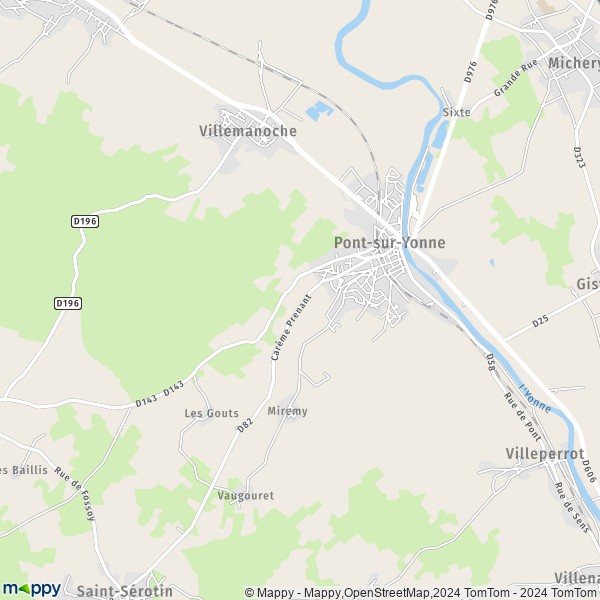 La carte pour la ville de Pont-sur-Yonne 89140