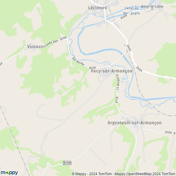La carte pour la ville de Pacy-sur-Armançon 89160