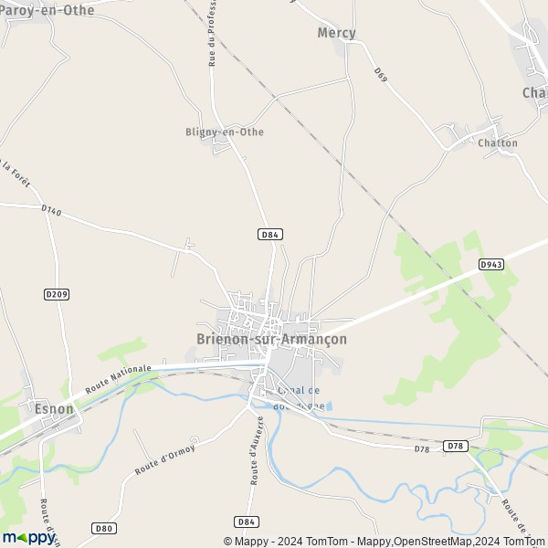 La carte pour la ville de Brienon-sur-Armançon 89210