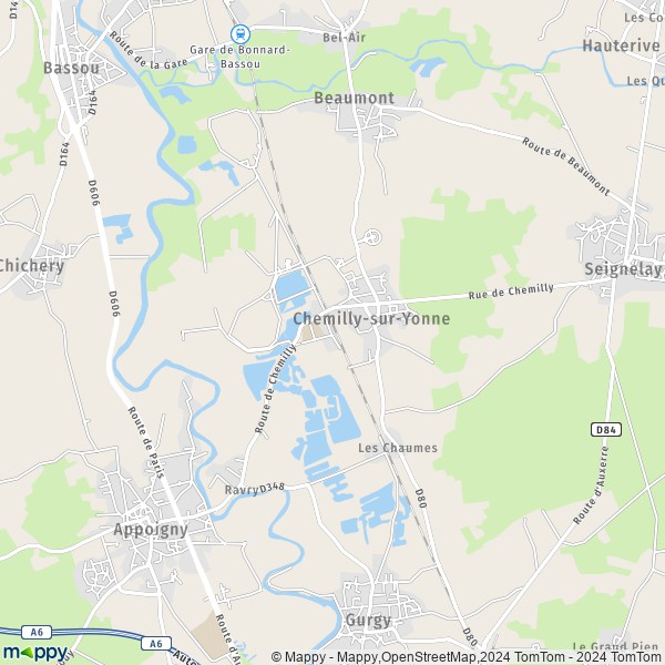 La carte pour la ville de Chemilly-sur-Yonne 89250