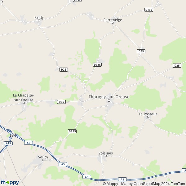 La carte pour la ville de Thorigny-sur-Oreuse 89260