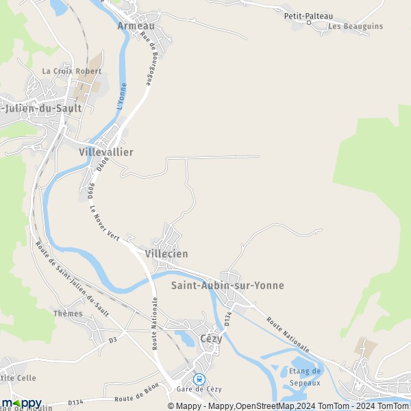 La carte pour la ville de Villecien 89300