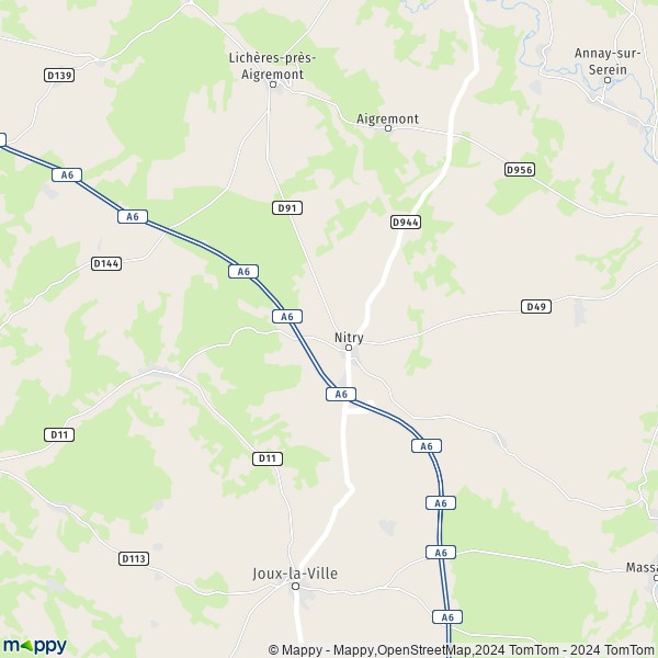La carte pour la ville de Nitry 89310