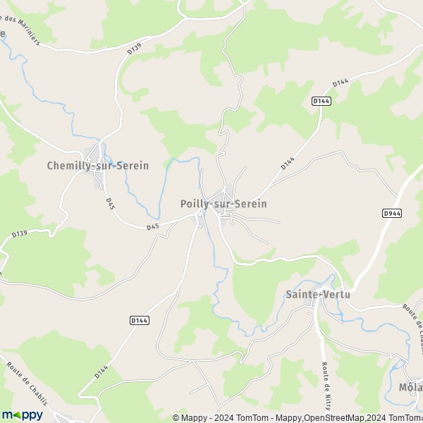 La carte pour la ville de Poilly-sur-Serein 89310