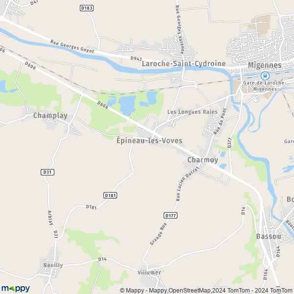 La carte pour la ville de Épineau-les-Voves 89400