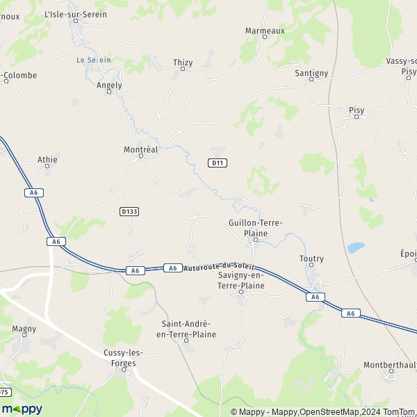La carte pour la ville de Cisery, 89420 Guillon-Terre-Plaine