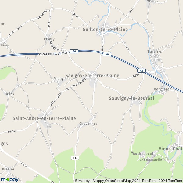 La carte pour la ville de Savigny-en-Terre-Plaine 89420