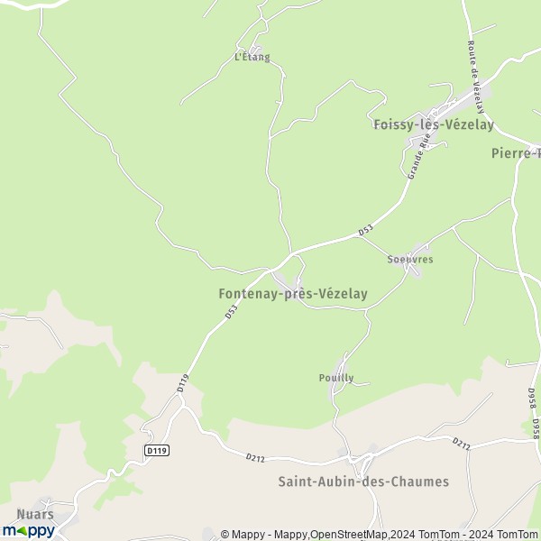 La carte pour la ville de Fontenay-près-Vézelay 89450