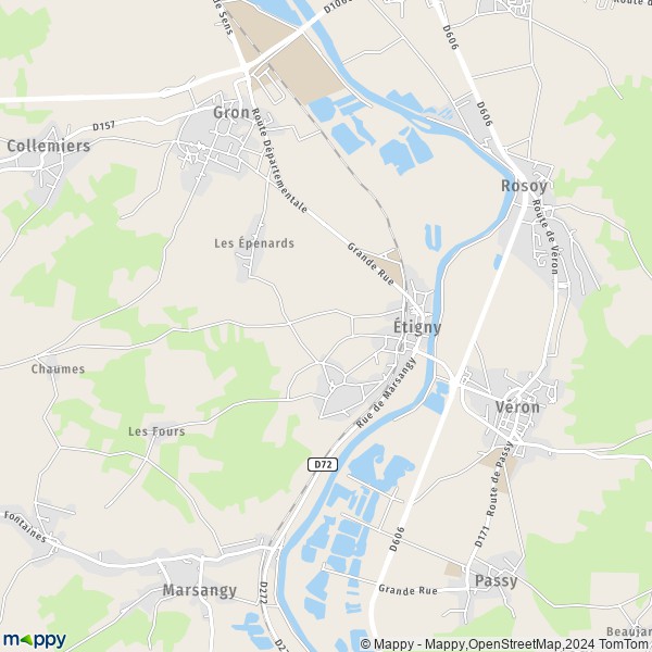 La carte pour la ville de Étigny 89510