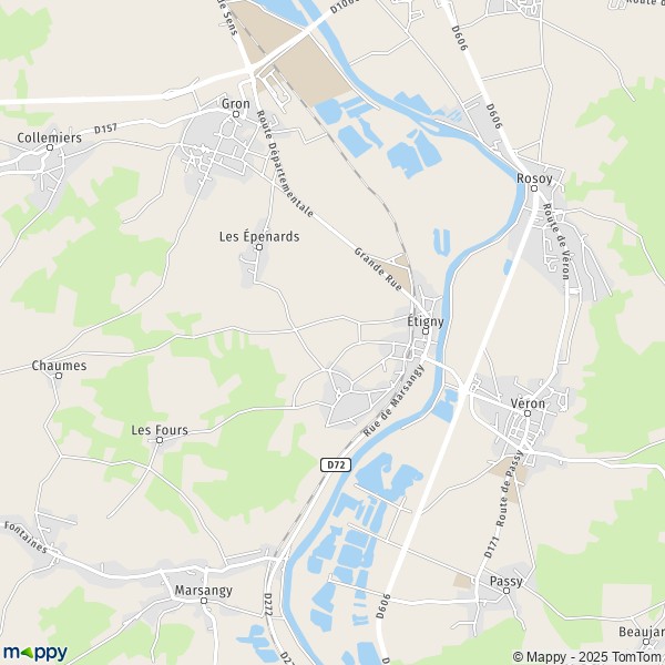 La carte pour la ville de Étigny 89510