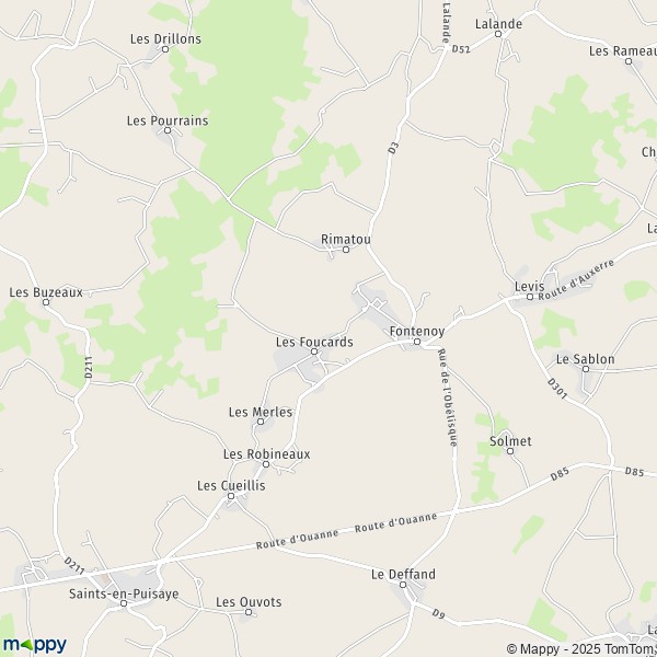 La carte pour la ville de Fontenoy 89520