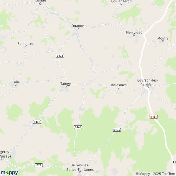 La carte pour la ville de Taingy, 89560 Les Hauts-de-Forterre