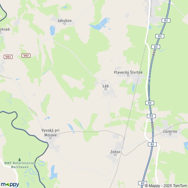 La carte pour la ville de Láb 900 67