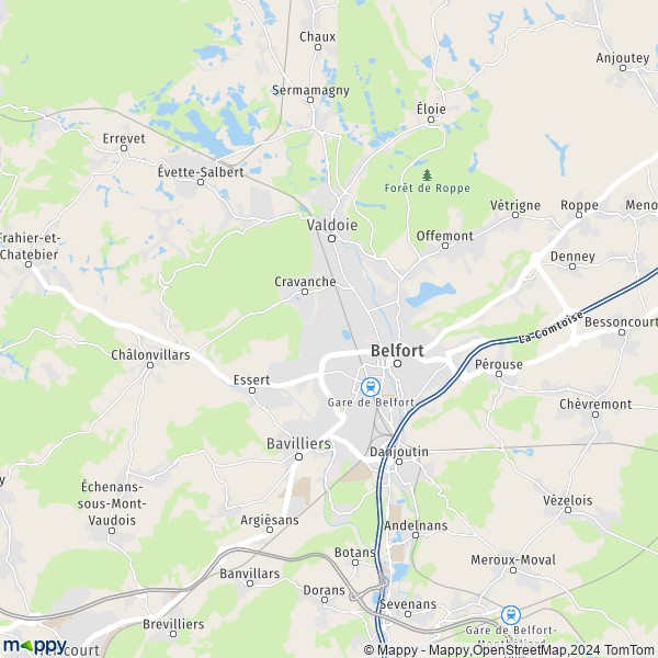 La carte pour la ville de Belfort 90000