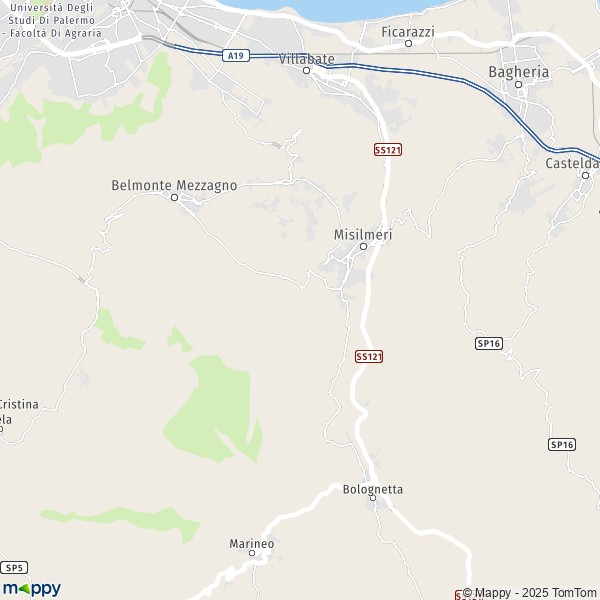 La carte pour la ville de Misilmeri 90036