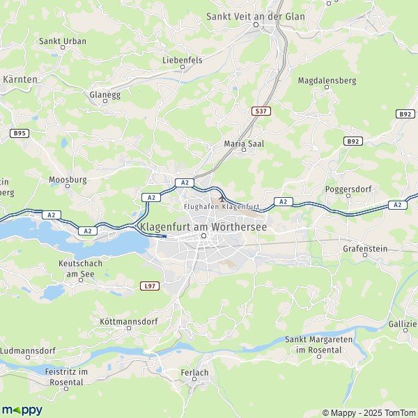 La carte pour la ville de Klagenfurt am Wörthersee 9020-9201