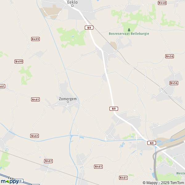 La carte pour la ville de 9030-9950 Lievegem