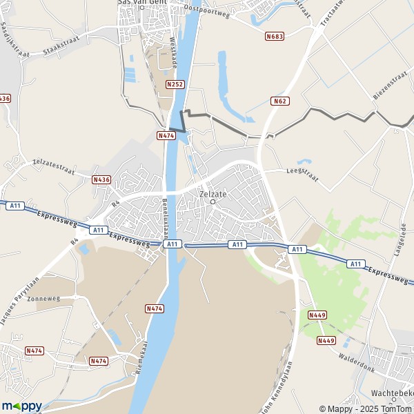 La carte pour la ville de 9042-9940 Zelzate