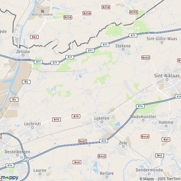 La carte pour la ville de 9080-9290 Lokeren