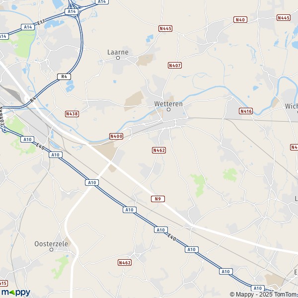 La carte pour la ville de 9090-9860 Wetteren