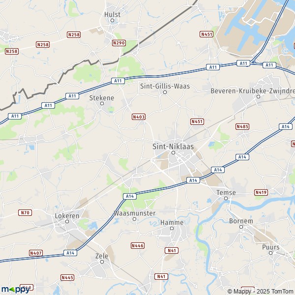 La carte pour la ville de 9100-9112 Saint-Nicolas