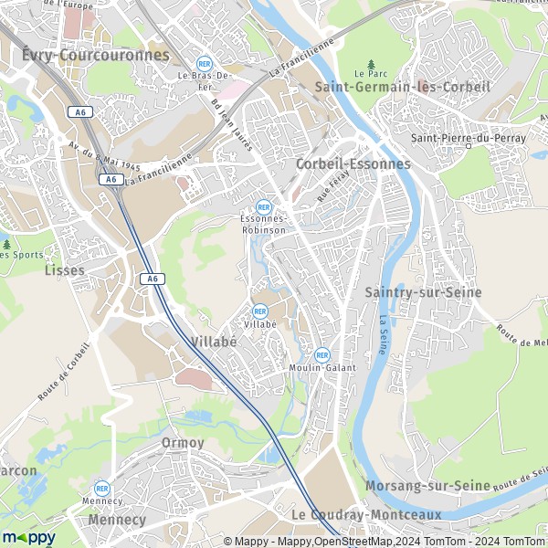 La carte pour la ville de Corbeil-Essonnes 91100